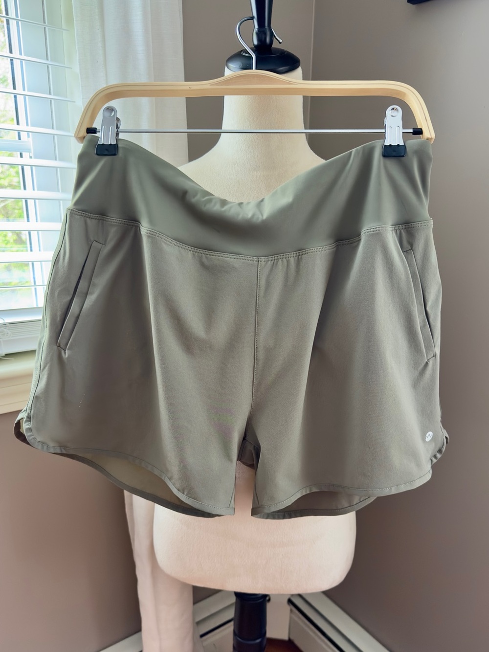 Sage Green Women’s Athletic Shorts with Secure Side Pockets